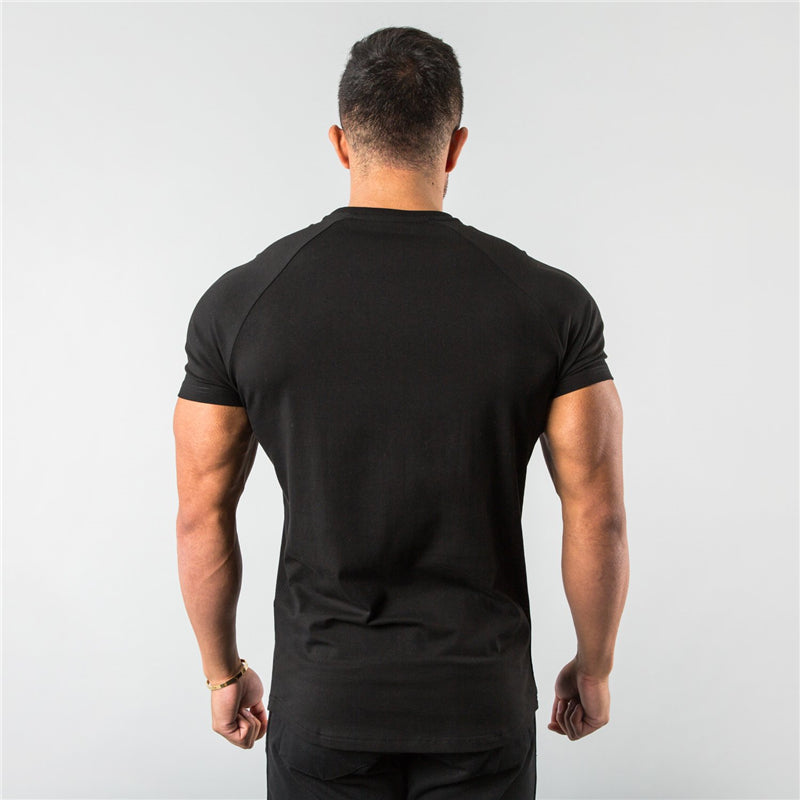 Breathable slim fit men's gym t-shirt – short sleeve, cotton blend, for workout & casual wear
