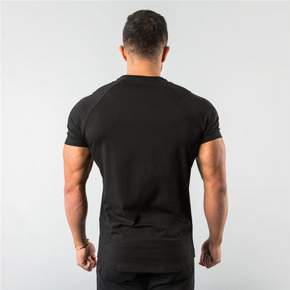 Breathable slim fit men's gym t-shirt – short sleeve, cotton blend, for workout & casual wear
