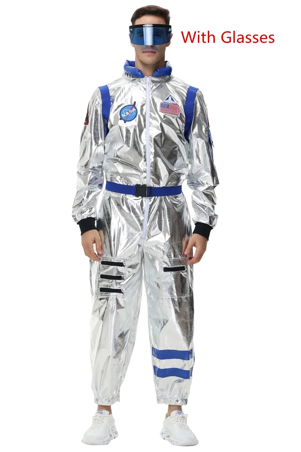 Zilverkleurig astronautenruimtepak voor volwassenen, jumpsuit voor koppels, cosplay voor Halloween, carnaval en verkleedfeesten 2026