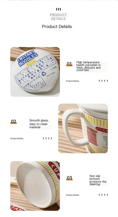 Instant nudelskål med låg keramisk krus kollegieværelse og køkken