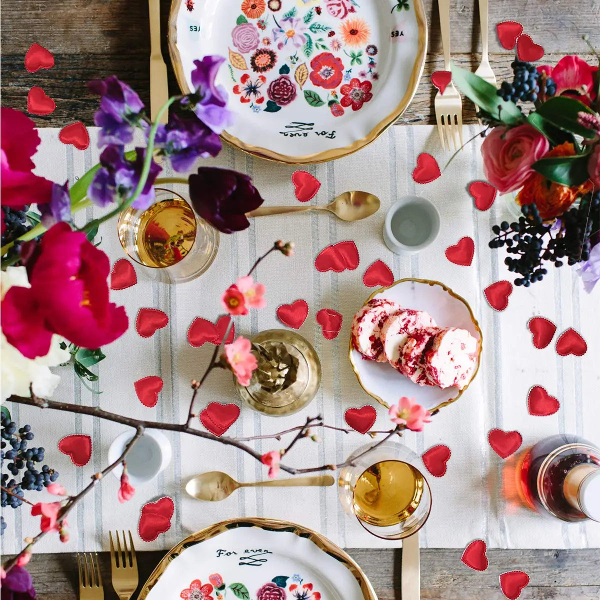 Hjertekonfetti Polstrede Stofhjerter 200 Stk Røde Valentinsdag 2026 Bordpynt Til Bryllupsfest