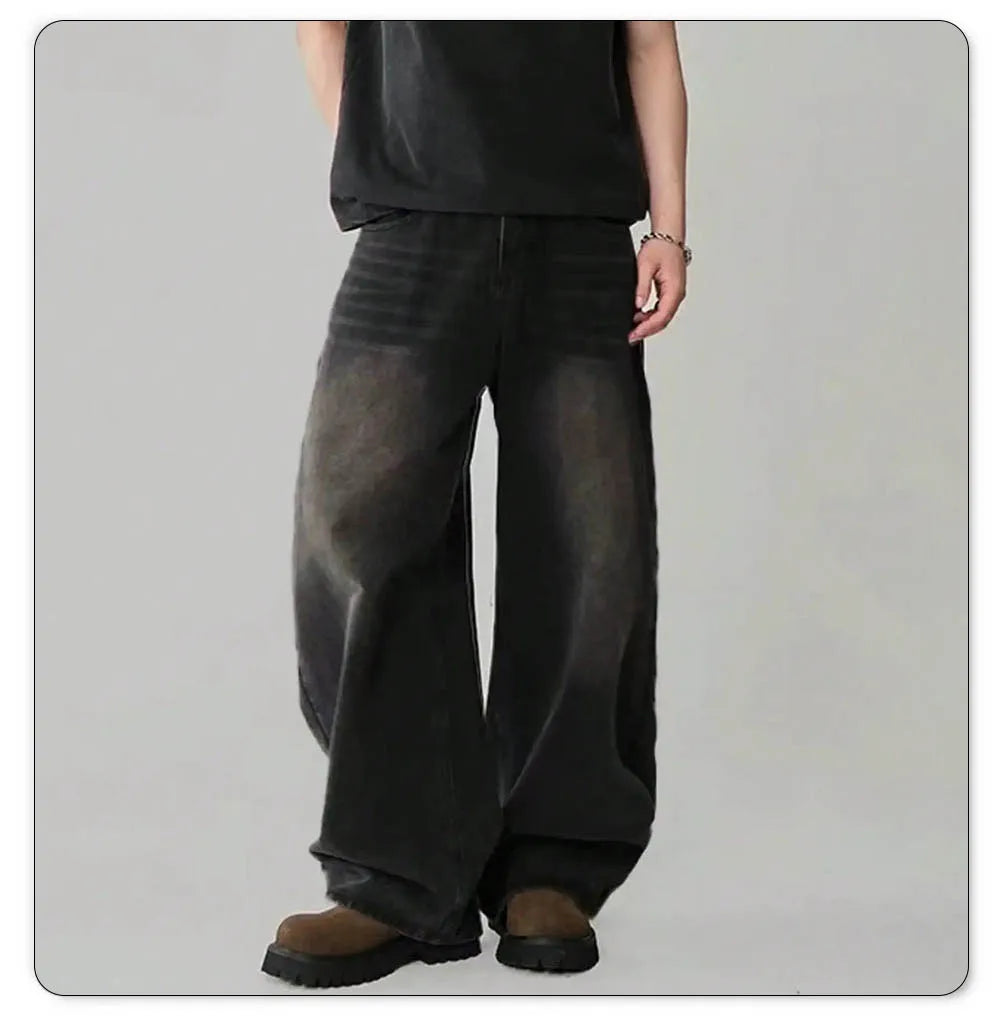 Oversized Men's Wide Leg Jeans - Baggy Straight Cotton Blend