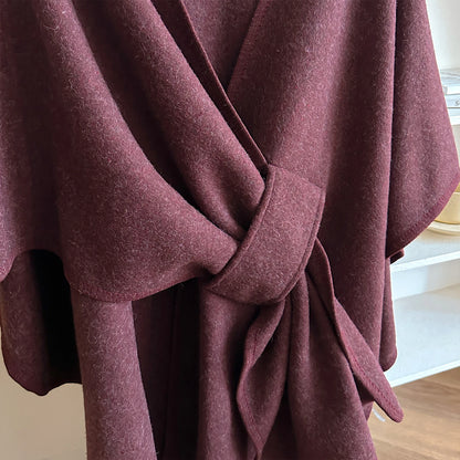 Warm Womens Poncho - Draped Cape Knot, Cashmere Pashmina