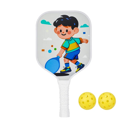 Variant image for Lightweight Kids Pickleball Paddles Set with Small Grip, Honeycomb Core, Fiberglass, Ages 6-12, Includes 2 Paddles and 2 Balls-9