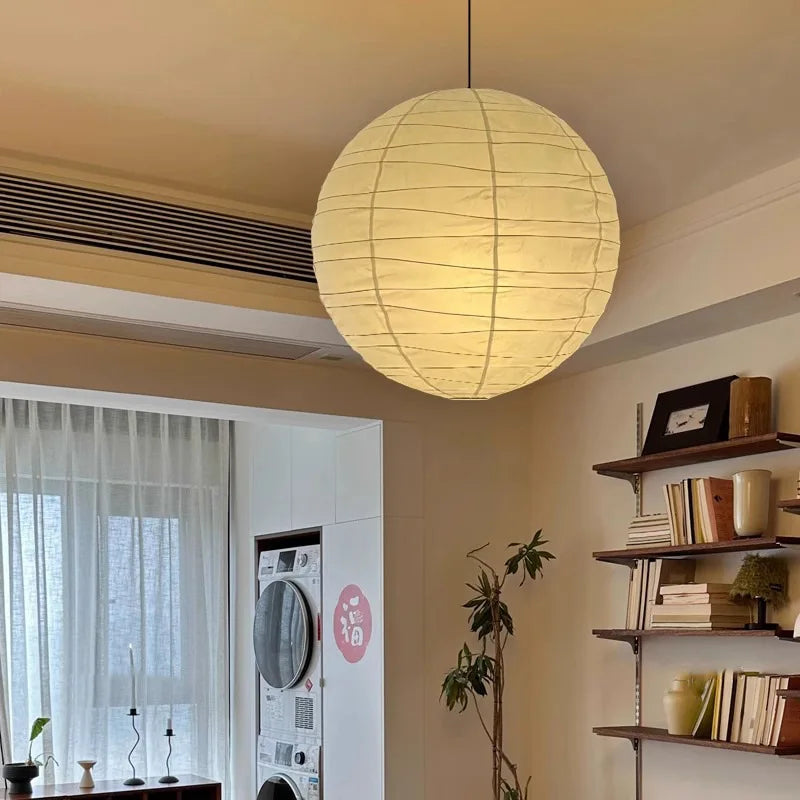 Japandi Wabi Sabi Round Pendant Light E27 LED Hanging Cozy Lamp