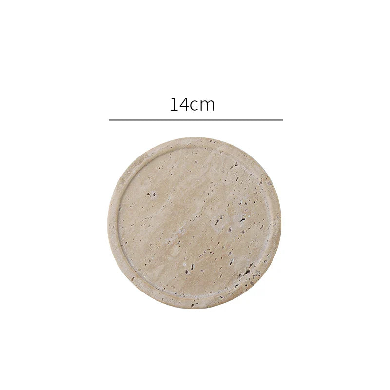 Sminkebakke Travertinsten Minimalistisk Marmor Stil Bakke Beige Organizer Efterår 2025 Sofabord Dekoration Gave