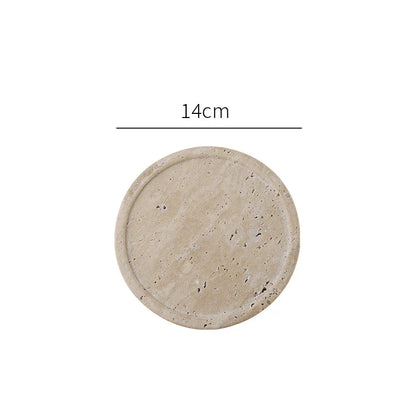 Sminkebakke Travertinsten Minimalistisk Marmor Stil Bakke Beige Organizer Efterår 2025 Sofabord Dekoration Gave