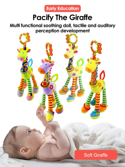 Soft Giraffe Baby Rattle Hanging Plush Newborn Sensory Toys