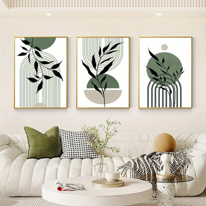 Sage Green Boho Wall Art Set 3Pc Mid Century Prints