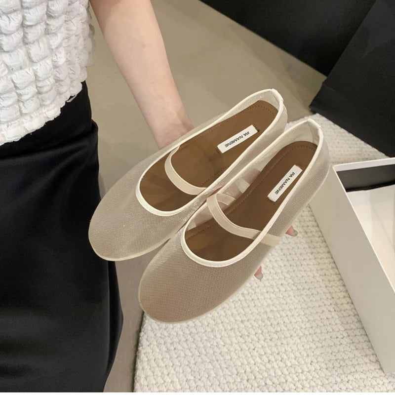 Zapatos planos Mary Jane ligeros para mujer - Malla superficial, casual