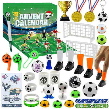 Fußball-Themen-Weihnachts-Adventskalender 2025 - Kinder Bausteine Countdown Spielzeug