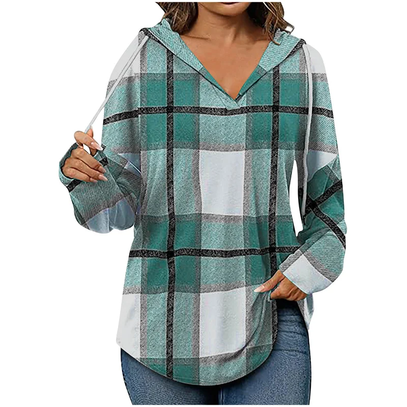 Oversized Women's Hoodie – V-Neck, Cotton Blend, For Casual Outings