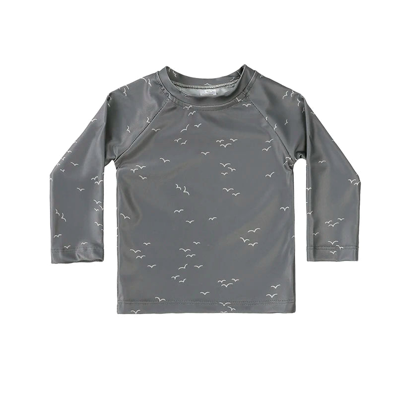 Hurtigtørrende unisex baby badetøj 2-delt sæt – langærmet rashguard top, shorts, polyester, sommerstrandtøj