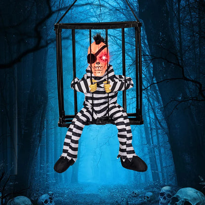 Halloween kraniedekoration hængbar fangebur rekvisit efterår 2025 uhyggelig indendørs hængende dekoration klar til ophængning