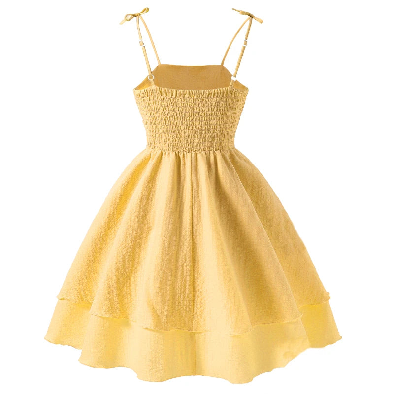 Soft Girls' Princess Dress - Tiered Sling Dress, Flattering, Polyester, For Birthday Party