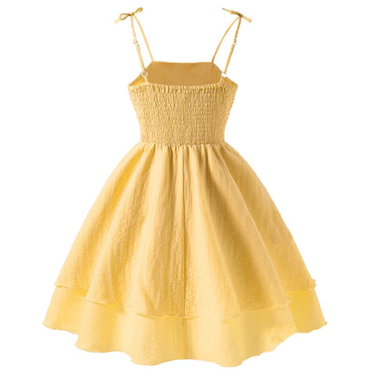Soft Girls' Princess Dress - Tiered Sling Dress, Flattering, Polyester, For Birthday Party