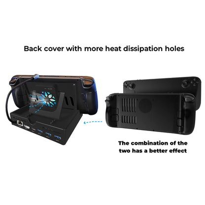 Cubierta trasera transparente para refrigeración de Steam Deck con soporte de soporte