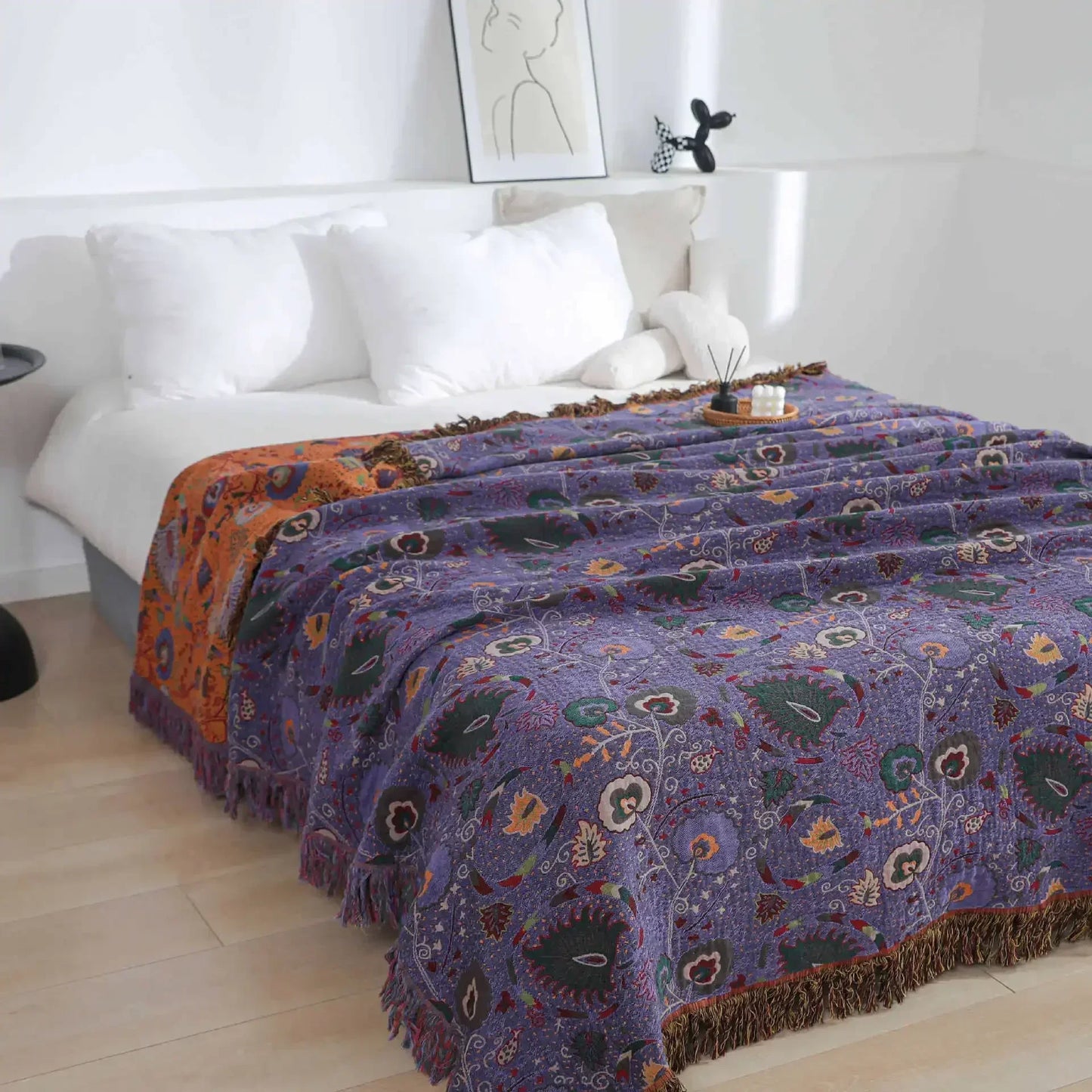 Double-Sided Japanese Cotton Throw Blanket - Versatile Sofa Cover & Bedspread, All-Season Cooling