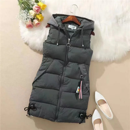 Warm Cozy Women’s Puffer Vest – Long Quilted, Cotton Shell
