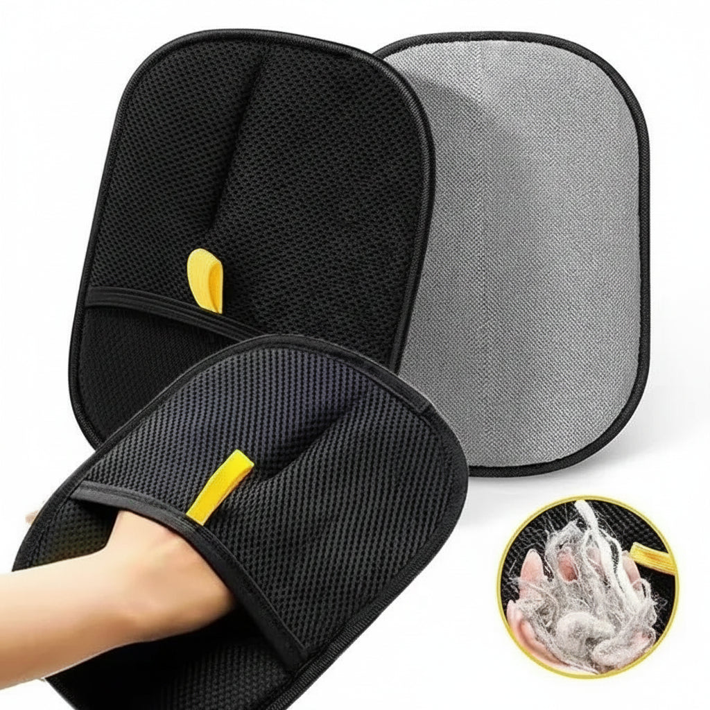 Double-Sided Pet Grooming Glove – Removes Hair from Furniture and Coat, Cats and Dogs