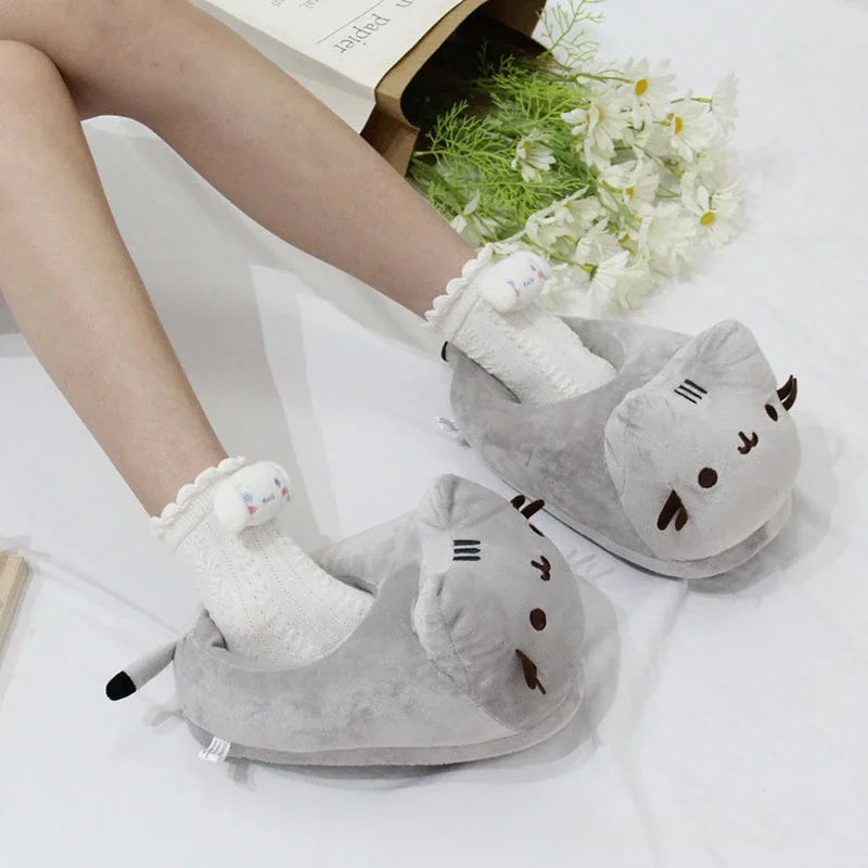 Warm women's cat-face slippers – full-coverage cat-face design, plush, indoor home use