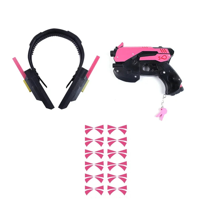 Overwatch DVa Meka Pilot Zentai Jumpsuit Cosplay Costume Set with Wig Headphones and Gun Props 2026
