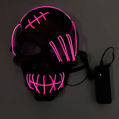 LED Glowing Skull Mask Full Face Halloween 2025 Cosplay