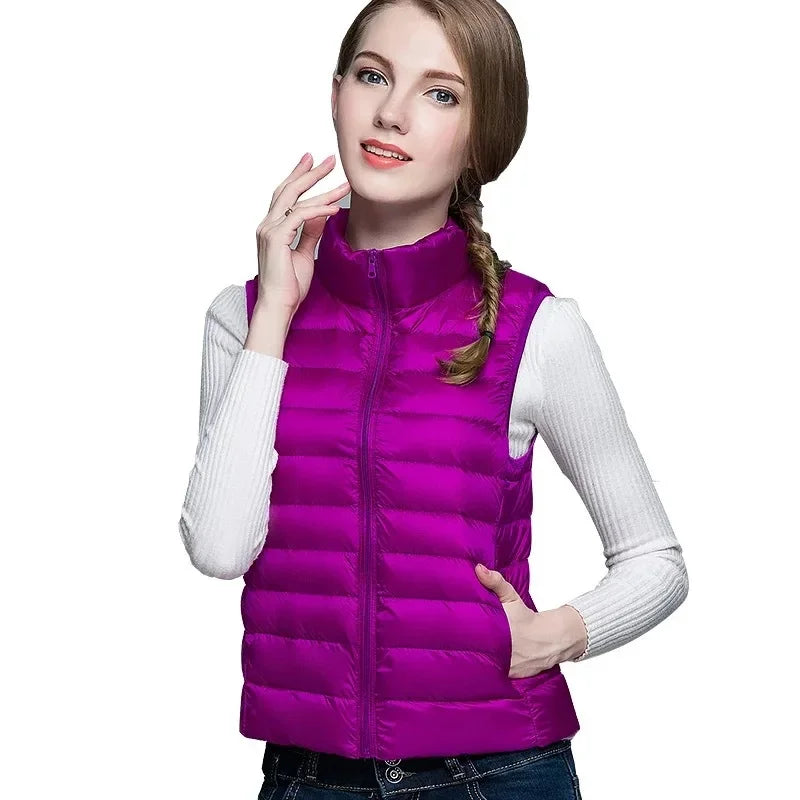 Lightweight Women's Sleeveless Vest - Quilted Nylon, Warm