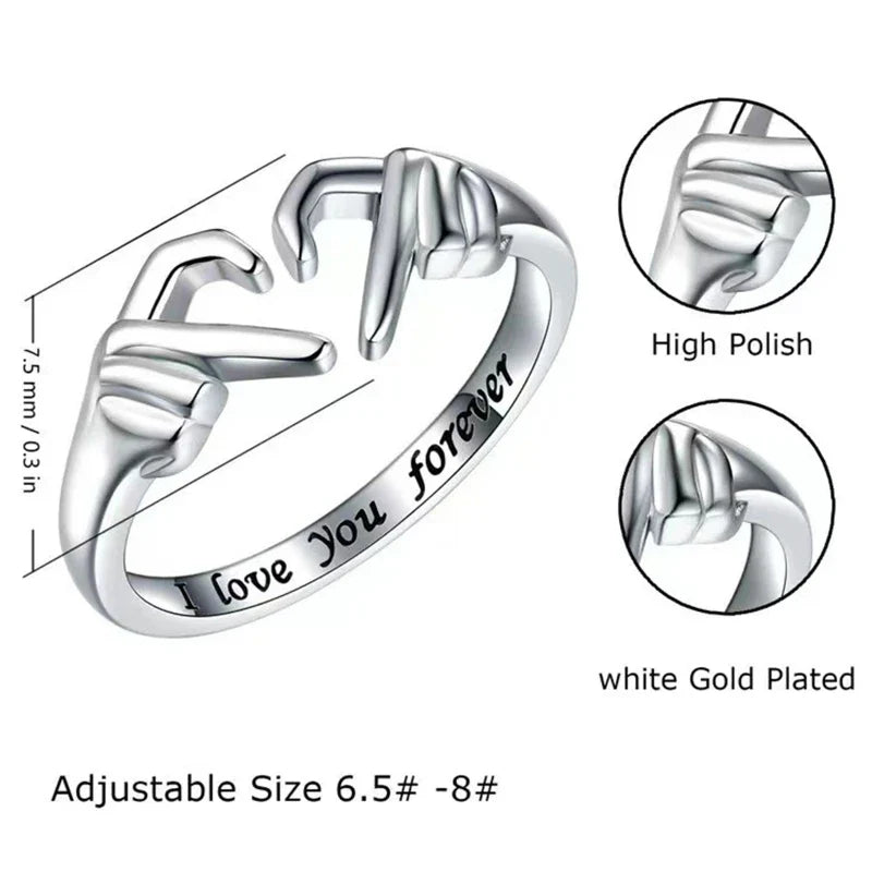 Anillo de Corazón Hueco de Doble Capa Abierto Ajustable Regalo Romántico de Joyería Regalo de San Valentín 2026 Tendencia