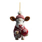 2D Acrylic Cartoon Cow Christmas Ornament - Fun Holiday Decoration, Cute Tree Pendant for Kids, Perfect Xmas Gift & Party Decor