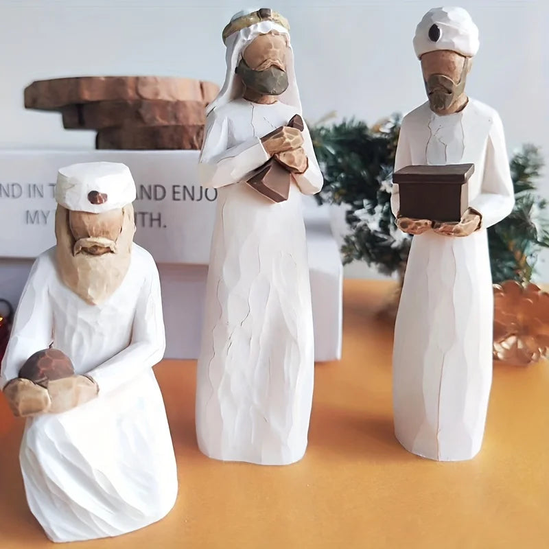 Nativity Figurines Set Handcrafted Resin Three Wise Men Nativity Scene Christmas Decor Gift
