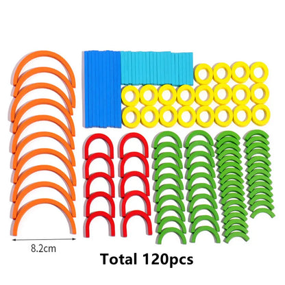 Bra Kvalitet Trä Kreativa Pinnar Pusselspel - Montessori Utbildningsleksak för Barns Gåva