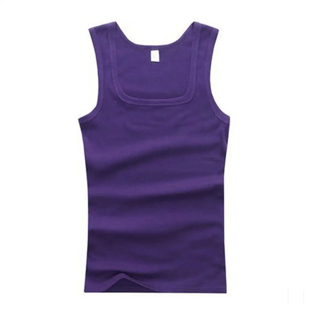 Breathable men's cotton tank top – slash neck, casual fit, solid, summer knit vest