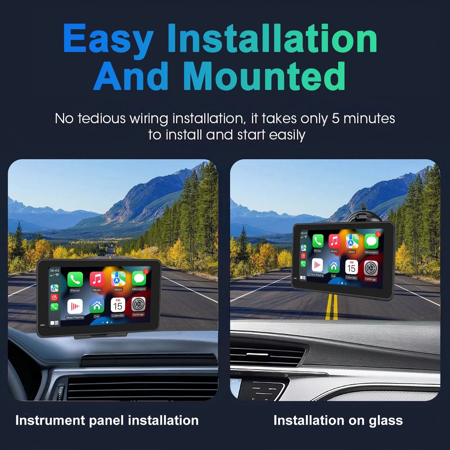 Autoradio 7-Zoll IPS Touchscreen mit CarPlay Android Auto, GPS Navigation, WLAN, Rückfahrkamera