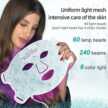 Gesichts-LED-Maske mit rotem Licht für den Hals, Infrarottherapie zur Hautverjüngung und gegen Hautalterung, Geschenkidee für 2026
