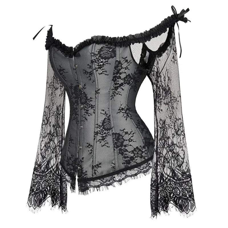 Corsetto da donna di supporto - scollo a barca, pizzo satinato