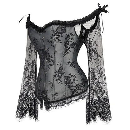 Corsetto da donna di supporto - scollo a barca, pizzo satinato