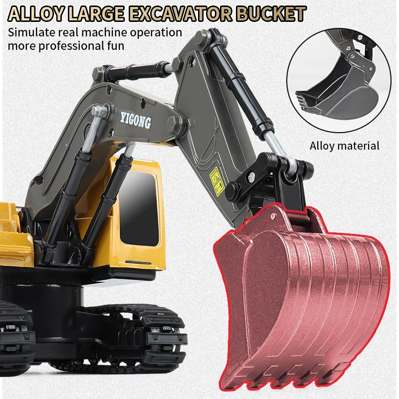 Professional RC Construction Vehicle Set - 2.4G Alloy Excavator & Dump Truck Toy for Kids