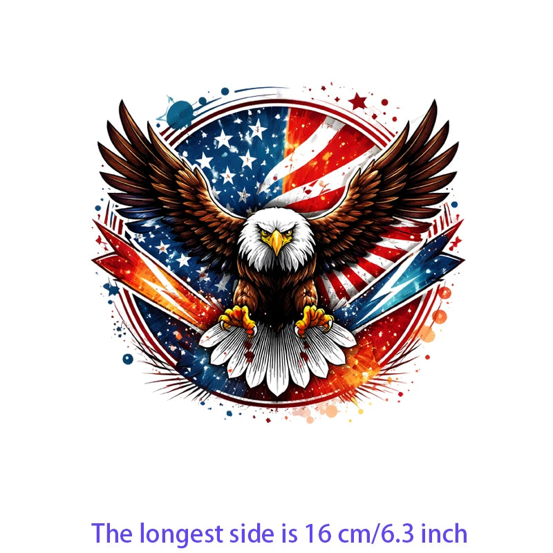Iron On Patches USA Flag Bald Eagle Heat Transfer Set Patriotic 4th Of July DIY Clothing Decor 2026