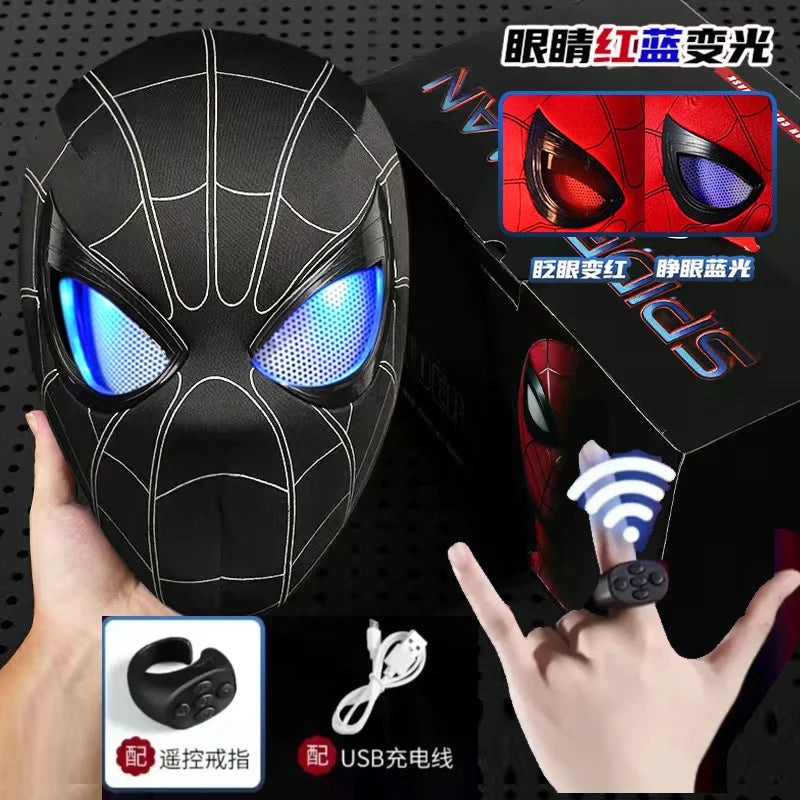 Remote-Controlled Spider-Man LED Cosplay Headgear with Glowing Red and Black Design 2026