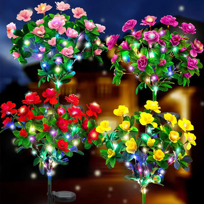 Luci Solari a Forma di Fiore Decorazione da Giardino LED Fiori di Azalea Illuminazione per Vialetti Esterni Idea Regalo Decorazione Festiva 2026