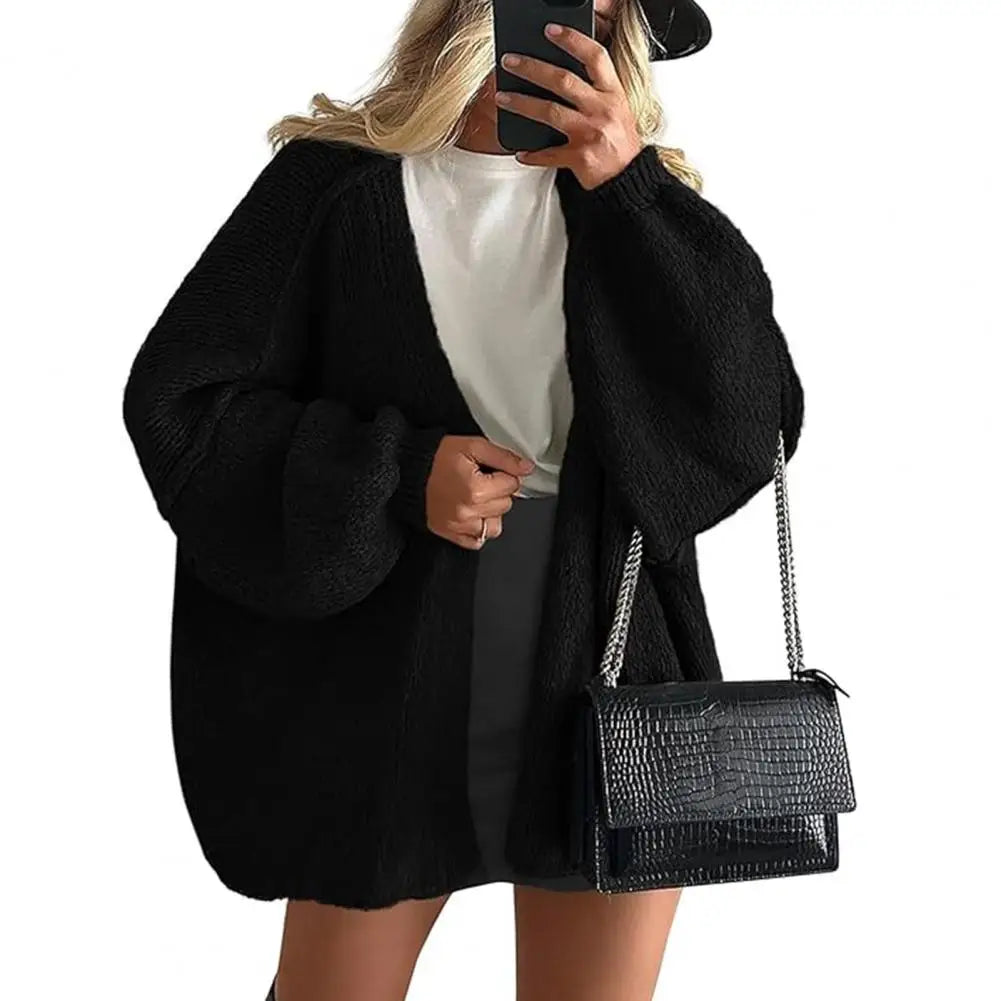 Oversized Women’s Cardigan - Open Front Chunky Knit, Fall