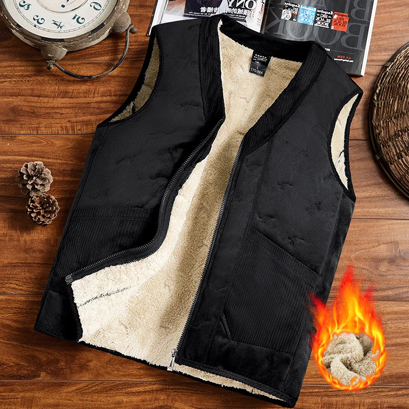 Warm Cozy Men's Vest - Sleeveless Zipper, Lined Winter