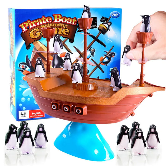 Colorful Pirate Ship Balance Game - Fun Penguin Puzzle for Kids, Parent-Child Interaction, Ideal Birthday Gift