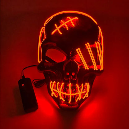 LED Glowing Skull Mask Full Face Halloween 2025 Cosplay