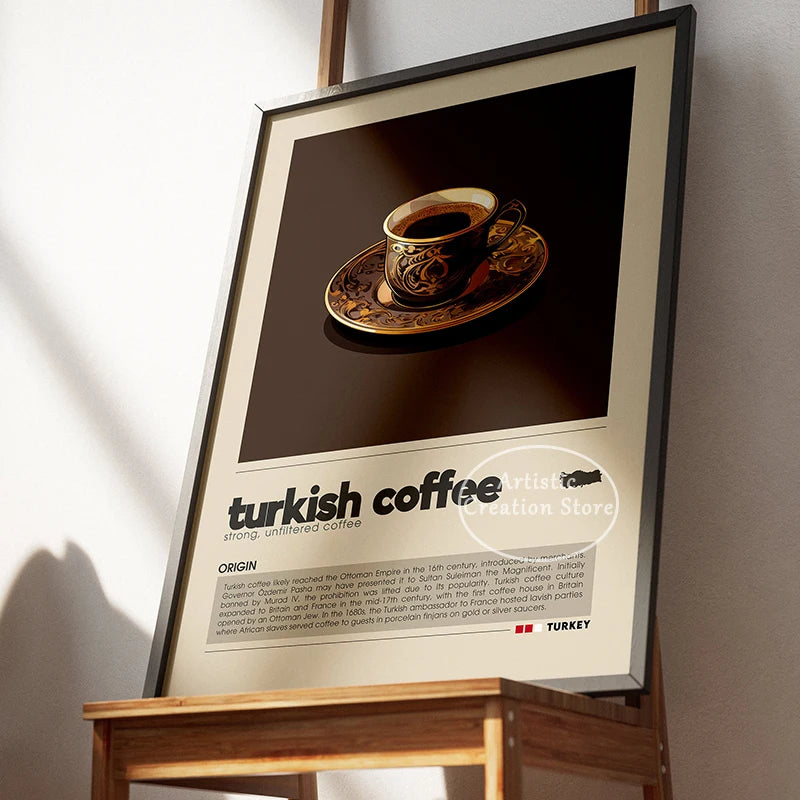 Art mural café six panneaux décoration minimaliste cuisine café