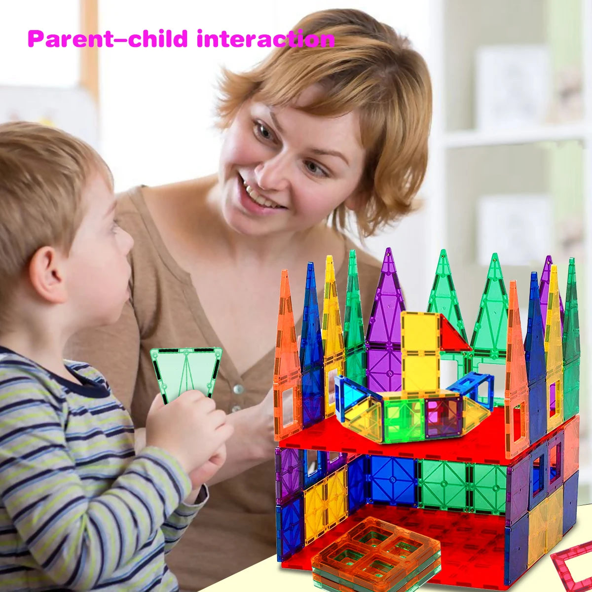 Magnetic Building Tiles Set for Toddlers - Montessori Educational Toys for Boys and Girls Aged 3 and Up