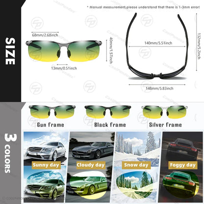 Photochromic Sunglasses Rimless Polarized Driving Night Vision Anti Glare Summer 2025