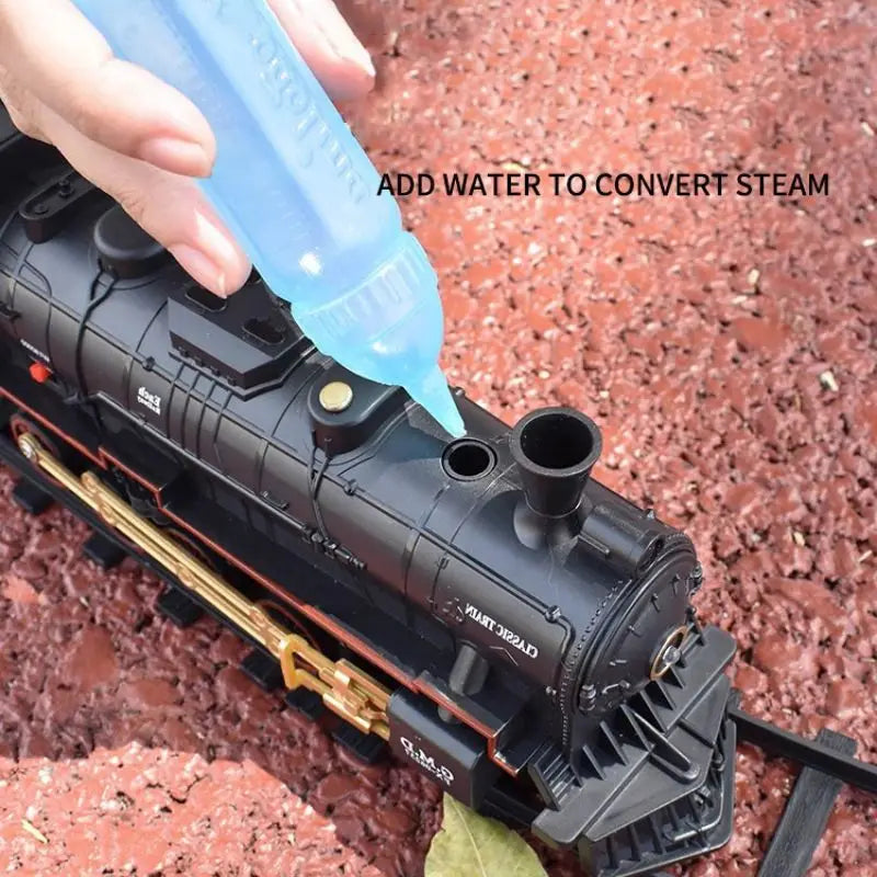 Train Set with Lights & Sounds - Interactive Locomotive Toy for Kids Battery-Powered Electric Steam