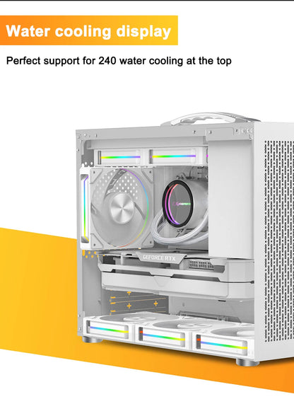 Boîtier PC Mini ITX Côté Transparent Refroidissement Liquide 240mm